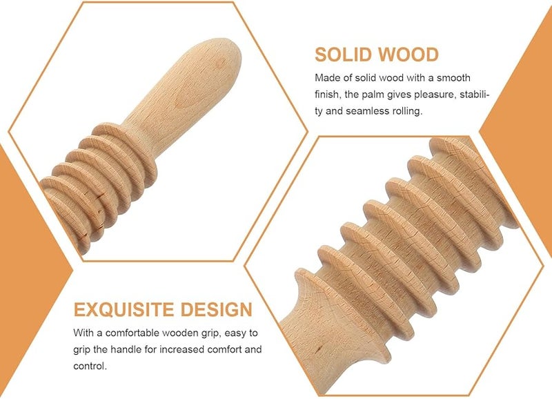 Beech Wood Textured Spaghetti Cutter Rolling Pin 8 5Mm Noodle Maker Pasta Dough Roller - Image 4